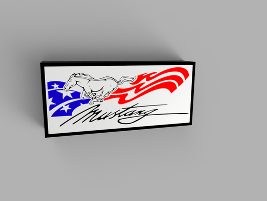 usa flagge ford mustang leuchtkasten by glenngri hobby diy fahrzeuge licht box usa 3d print model - Mito3D