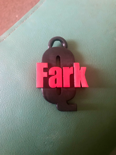 fark q keyring by fpv fly art signs & logos 3d print model - Mito3D