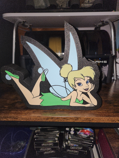 tinkerbell light box led lamp by picture it household decor peter pan disney 3d print model - Mito3D