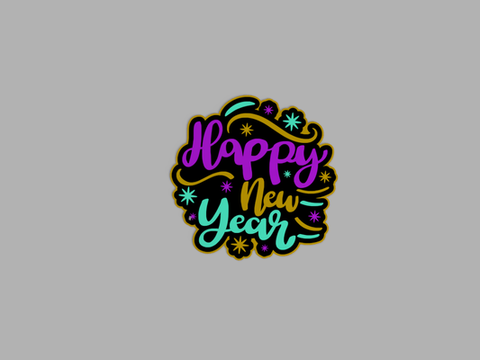 happy year coaster by glenngri household festivities happynewyear 3d print model - Mito3D