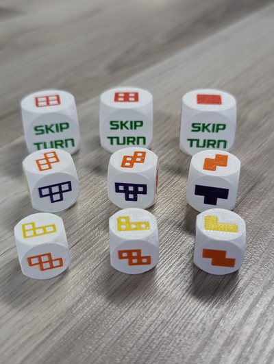 tetris dadi remixato by vinaccia elbichón giocattoli giochi puzzle gioco equilibrio dado d6 3d print model - Mito3D
