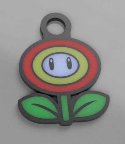 keychain flower - super mario theme by alexandre paixao 3d printer accessories key chaveiro chave supermario 3d print model - Mito3D