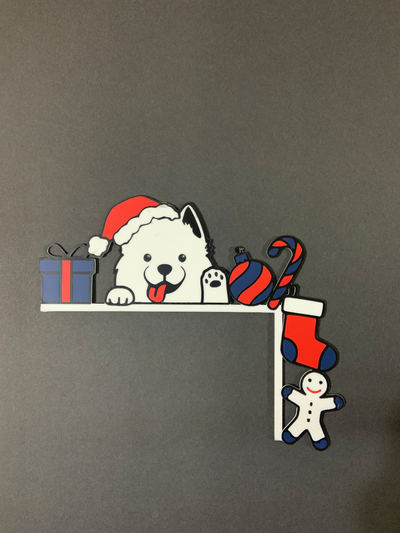 samoyed corner christmas decoration by slowpoke's workshop household decor dog white multi color snow decorations 3d print model - Mito3D