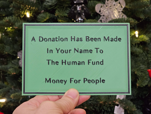 festivus miracle - donation to human fund by chris pirillo art signs & logos seinfeld christmas gift charity 3d print model - Mito3D