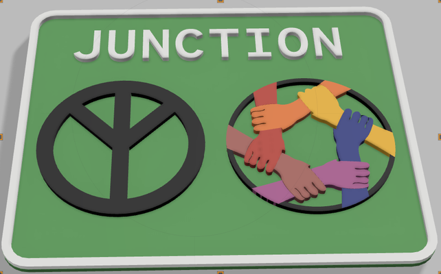 paix unité route signe by merveilleusescréations art panneaux logos jonction 3d print model - Mito3D