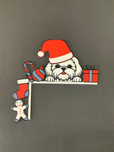 christmas corner shih tzu decoration by slowpoke's workshop household decor multi color dog pet white 3d print model - Mito3D