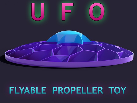 ufo flying saucer propeller toy by laisch toys & games outdoor spinner kids fun fan pull aircraft spinning helicopter launcher flyingsaucer pullcopter uap hexagon honey comb 3d print model - Mito3D