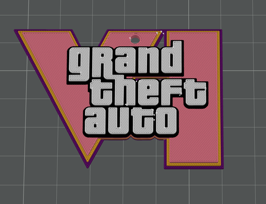 gta vi 6 keychain customisable remixed by royal3d art coin & badges gta6 grand theft auto badge neon 3d print model - Mito3D