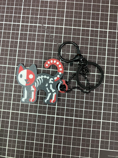 13 lindo rojo esqueleto gato llave cadena by beto so frio arte modelos llavero gracioso 3d print model - Mito3D