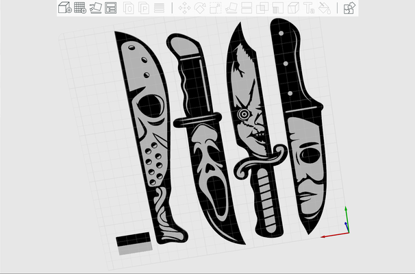 hallown knifes by smarty art sculptures hallooween knife freddy chucky scream michael jason mask 3d print model - Mito3D