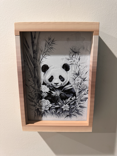 panda black white - hueforge print by cyanidesugar art models animal sketch wall decor 3d print model - Mito3D