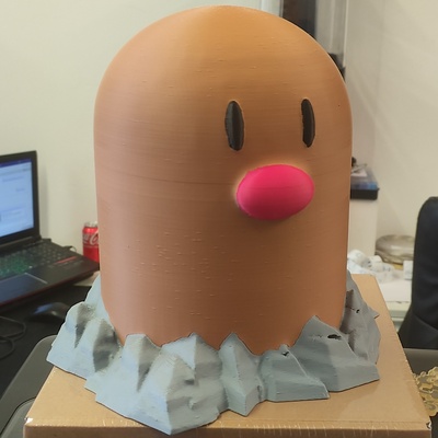 life sized high poly diglett mmu multi material by cobracrafts art sculptures multimaterial statue pokemon big thingiverse lifesize bambulabams 3d print model - Mito3D
