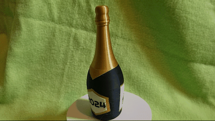 champán botella multicolor by señor jay casa decoración año regalo feliz año vispera 2024 newyear2024 contento 3d print model - Mito3D