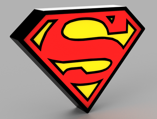 superman logo led lampe by beetee 3d art panneaux logos super dc bandes dessinées bande dessinée homme of acier 39 héros liberté justice etats unis dccomique boite lumière boîte 3d print model - Mito3D