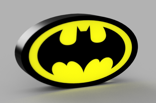 batman logotipo conduziu luminária by beeee 3d arte sinais logotipos super heroi cavaleiro trevas sombrio cavaleiro dc histórias quadrinhos filmes bastão herói detetive lâmpada led luz caixa 3d print model - Mito3D