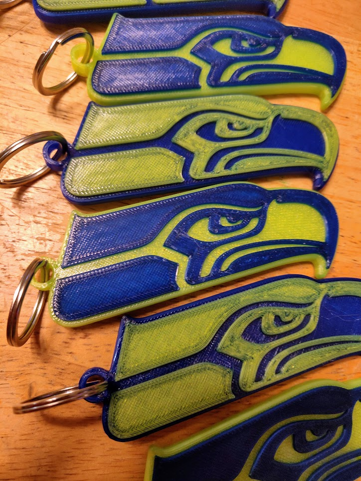 seattle seahawks keychain by 253bigfoot art signs & logos key tag logo gift 3D print model - Mito3D