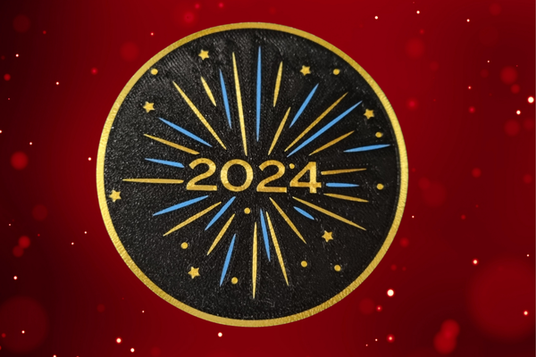 an 2024 coaster 2 6 multicolore by monsieur jay ménage festivités nouvel an onderzetter tapis bière cadeau décoration feux d'artifice fête 3d print model - Mito3D