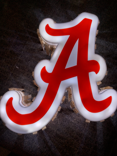 alabama logo led ligero caja by balorfan85 arte señales logos rodar marea 3d print model - Mito3D