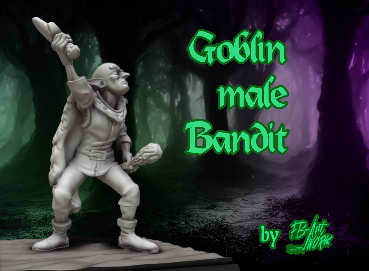 dnd miniatura goblin maschio bandito by fb artwork miniature mini dndprop dndminiature ladro canaglia 3D print model - Mito3D