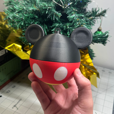 3d printable mickey mouse ornament christmas by makeit3d household decor tree holiday cool color multicolor disney cute fun flexi design mode minnie goofy mandalorian yoda helmet 3d print model - Mito3D