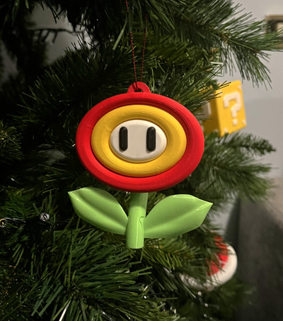 super mario red blue flowers christmas tree decoration remixed by am maker toys & games characters supermario bros supermariobros flower fire ice christmastree 3d print model - Mito3D
