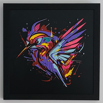 sinek kuşu iplik boyama by bedlam iş parçacığı sanat 2d şapka dövmesi duvar yazısı kuş yarışma sanatı 3d print model - Mito3D