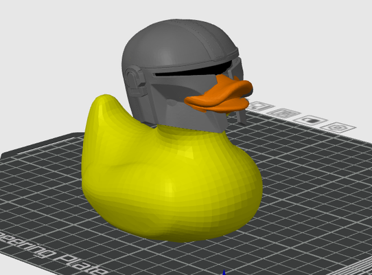 man-duck-lorian by greycanadianwizard toys & games mandalorian duck rubber star wars helmet toy theme yellow sci-fi crossover item novelty bath pop culture figurine collectible helmeted 3d print model - Mito3D
