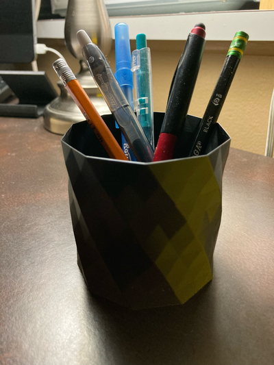 low-poly pencil cup by speedy 3d household office organization essential box vase mode 3d print model - Mito3D