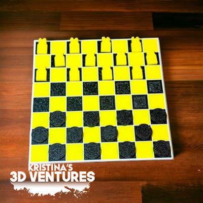 checker board by kristinakent toys & games checkers 3d print model - Mito3D