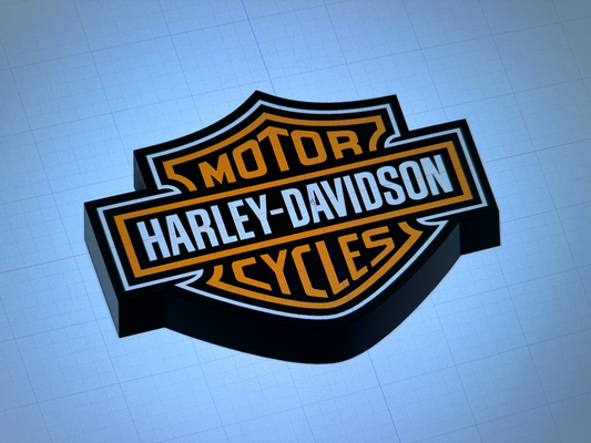 3dprintbox harley davidson lámpara ligero caja firmar by arte señales logos ligera 3d print model - Mito3D