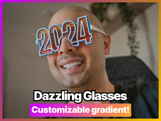 2024 deslumbrante festa óculos customizável multicolorido by tendência moda véspera engraçado colorida photobooth suporte personalizado presente 3d print model - Mito3D