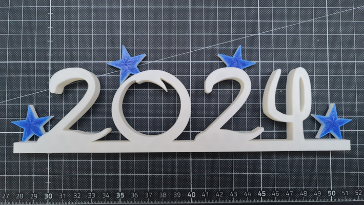 contento año 2024 by depurador arte 2d estrellas silvester 3d print model - Mito3D