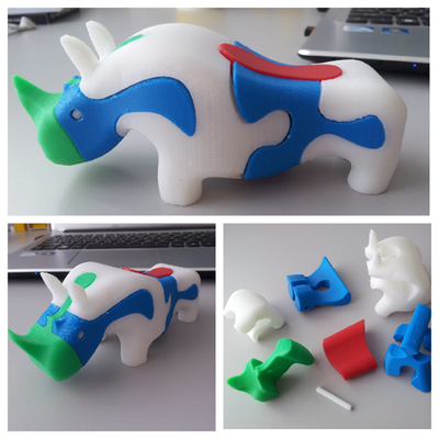 rhinocéros puzzle jouet by attv85 jouets jeux puzzles 3d print model - Mito3D