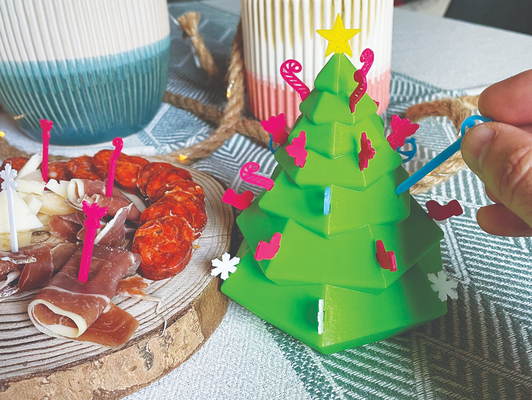 navidad árbol brochetas soporte by filar3d casa festividades palillo dientes canapé queso 3d print model - Mito3D