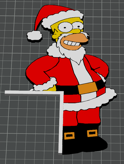santa homer simpson door frame hanger by hectic prints 3d household decor simpsons christmas corner decoration x-mas deccoration holiday merry 3d print model - Mito3D