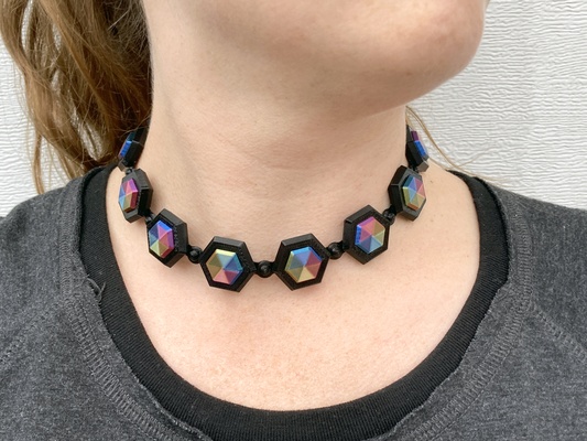 flexible diamond link choker interchangeable gems by penolopybulnick fashion jewelry tpu necklace gem 3d print model - Mito3D