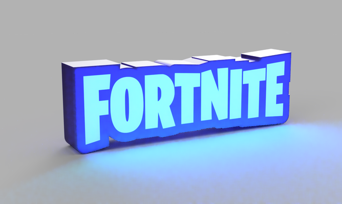 fortnite logo led caja ligera by basando casa decoración lámpara ligero vídeo juegos 3d print model - Mito3D
