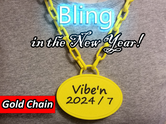 bling in year - novelty gold chain by themakersphere fashion models newyear newyear2024 newyearseve celebration year's eve years party necklace 2024 2024celebration happynewyear fun costume jewelry costumejewerly 3d print model - Mito3D
