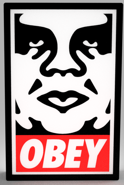 obey led lamp by beetee 3d art signs & logos andre giant andrethegiant light lightbox box 3d print model - Mito3D