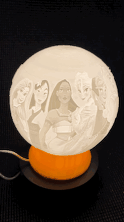 princess lithophane lamp by kenprint household decor light disney princesses cute a1 test ikea girl gift 3d print model - Mito3D