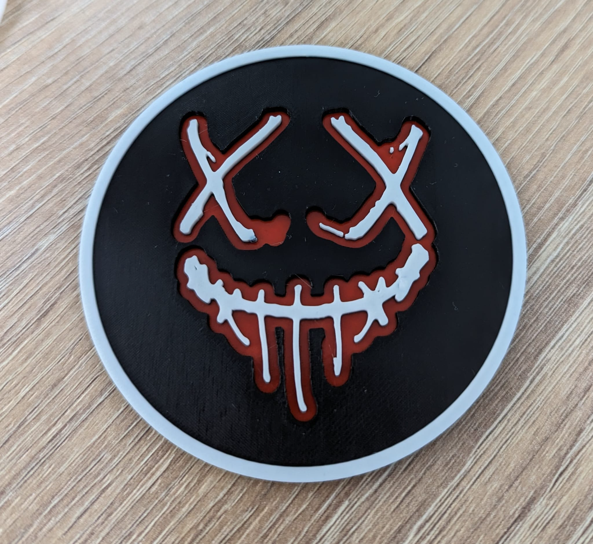 red mask coaster by 3ddruckbydennis household house models white black halloween 2023 2024 makerworld bambulab 3D print model - Mito3D