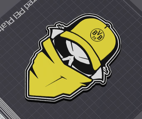 borussia dortmund kafatası logo tabak by 5kyrunn3r sanat işaretler logolar örneğin dortmunder beyler ultras maske işaret duvar sanatı siyah sarı schwarz gelb bundesliga futbol holiganlar ams hazır 3d print model - Mito3D