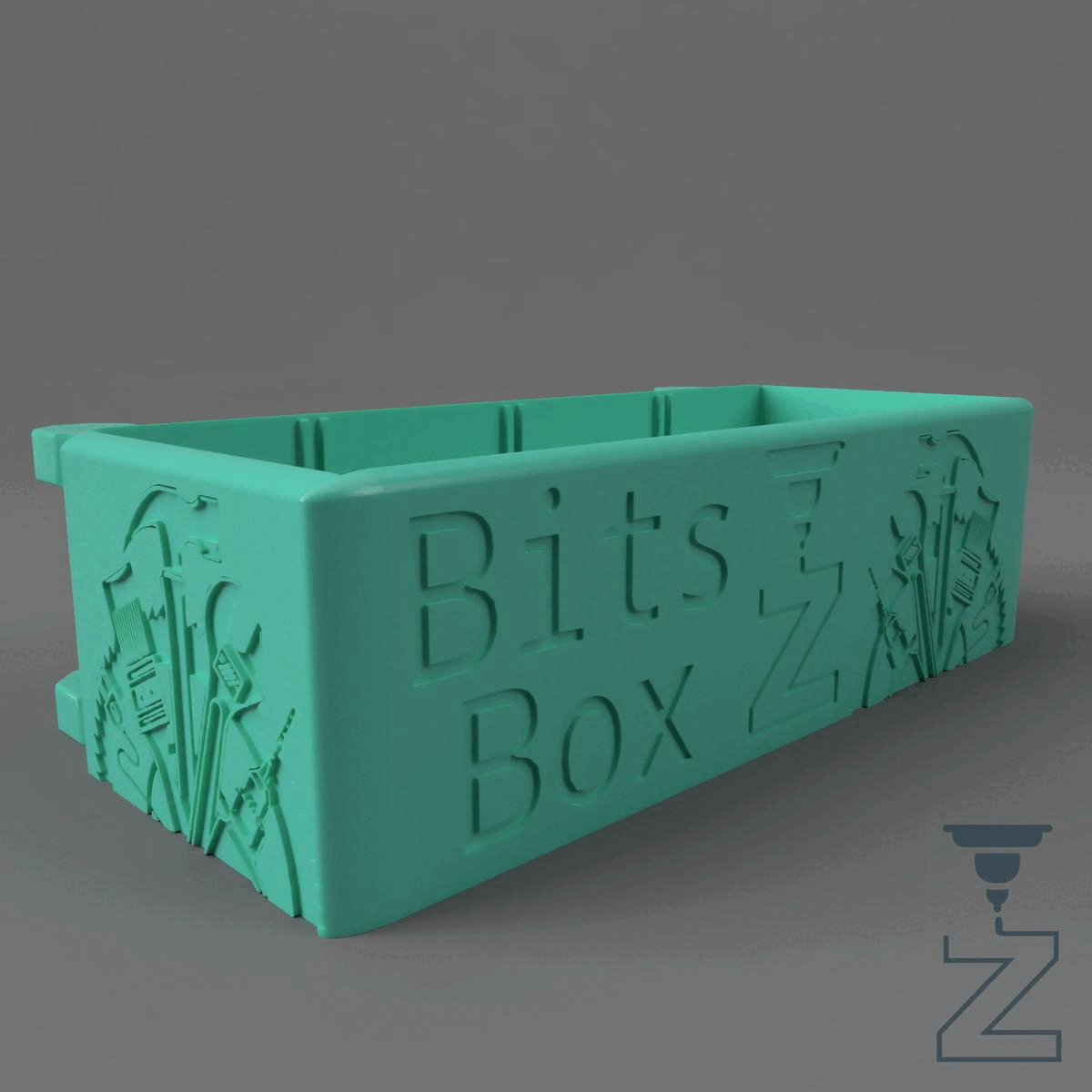 bits caixa escrivaninha montado acessível armazenamento recipiente + divisórias by zurlingo 3d ferramentas organizadores bin g clamp grampo 3D print model - Mito3D