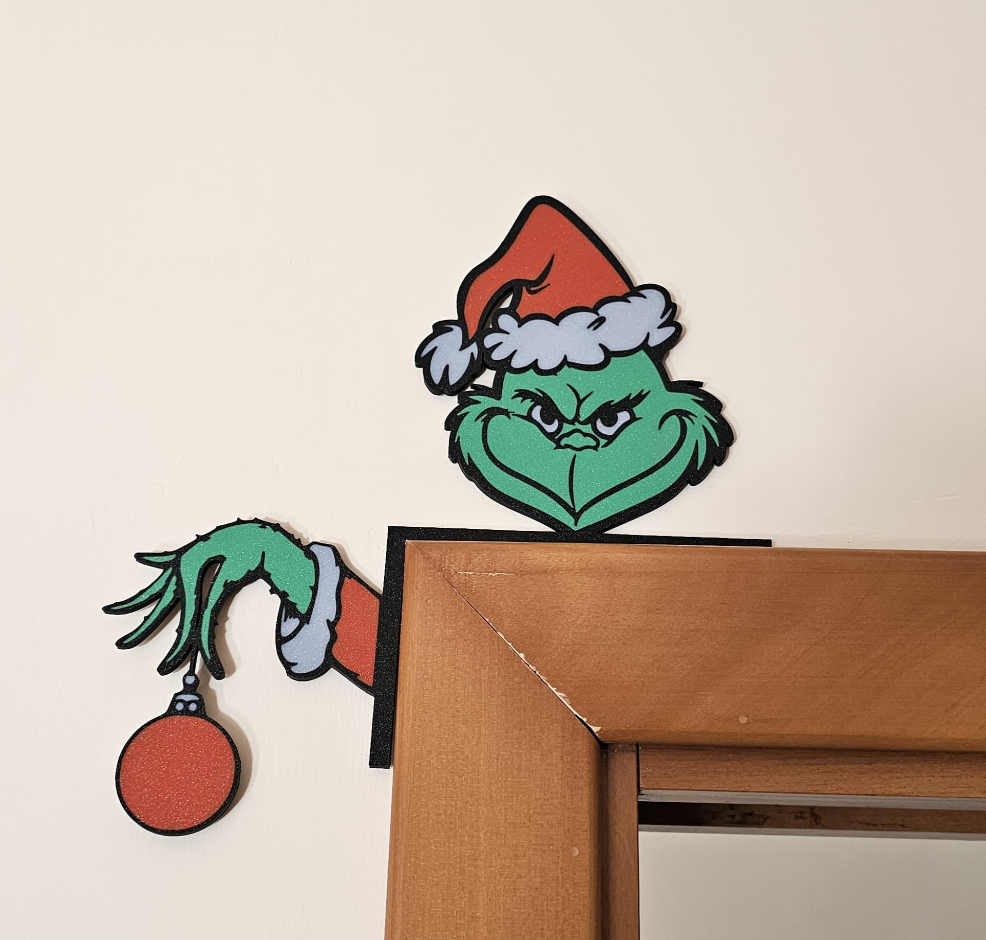 porta angolo grinch viso pei piatto remixato by davcat arte 2d natale decoarts arredamento 3D print model - Mito3D