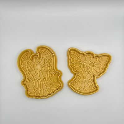 christmas angels cookie cutter stamp by indibles hobby & diy 2023 2024 angel cookies decoration silhouette 3d print model - Mito3D