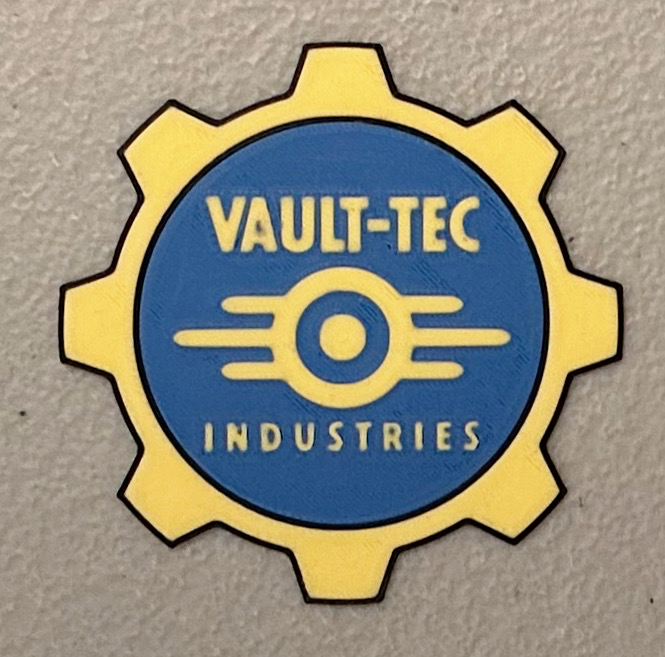 multicolorido vault tec logotipo magnético by uau arte 2d cair 3D print model - Mito3D