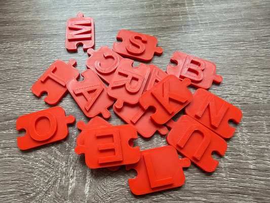 alphabet puzzle letter tiles by concluzion education models alphabetletters alphabetset 3d print model - Mito3D