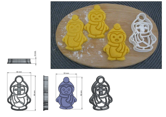 pingüino galleta cortador by tiger 125 3d impresora partes navidad decoración hogar casa cocina 3d print model - Mito3D