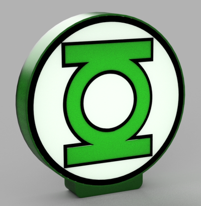 verde lanterna símbolo conduziu luminária by beeee 3d arte sinais logotipos verde hal jordânia dc dcu quadrinho histórias quadrinhos história filme lâmpada led luz caixa 3d print model - Mito3D