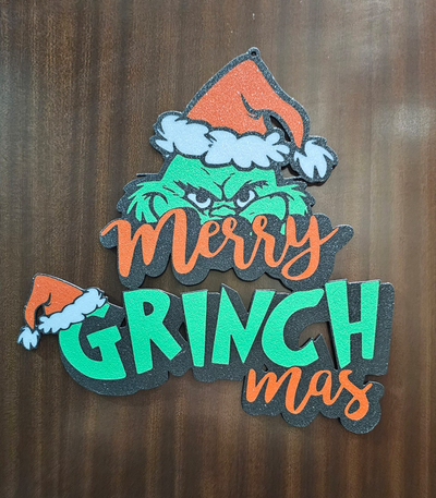 allegro grinchmas porta natale ornamento viso by davcat arte 2d grinch 3d print model - Mito3D